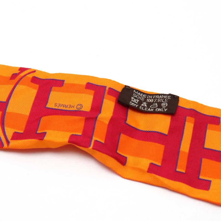 HERMES エルメス ツイリー TWELL ツイル フォーブル24 銀座5-4-1 スカーフ バッグアクセサリー 銀座エルメス10周年記念 シルク100% オレンジ | HERMES | 04