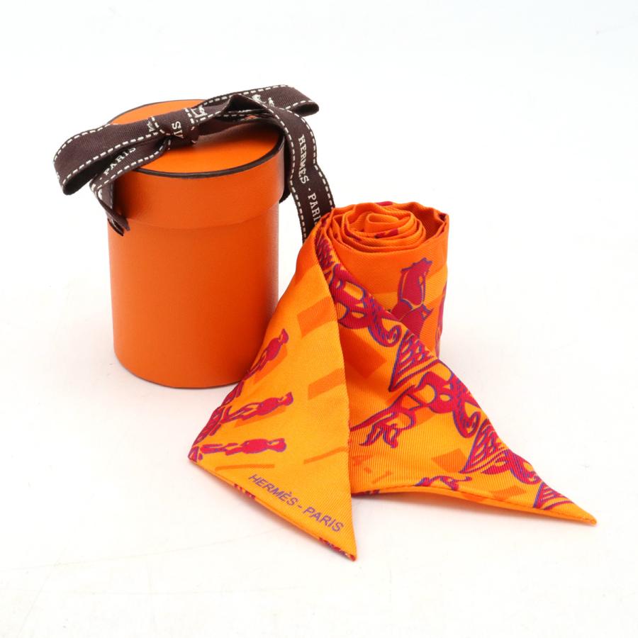 HERMES エルメス ツイリー TWELL ツイル フォーブル24 銀座5-4-1 スカーフ バッグアクセサリー 銀座エルメス10周年記念 シルク100% オレンジ | HERMES | 05