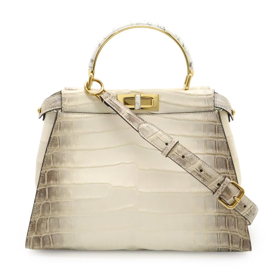 FENDI フェンディ ピーカブー アイコニック ミディアム コッコ ヒマラヤ ハンドバッグ 2WAY ショルダーバッグ クロコ ホワイト | FENDI