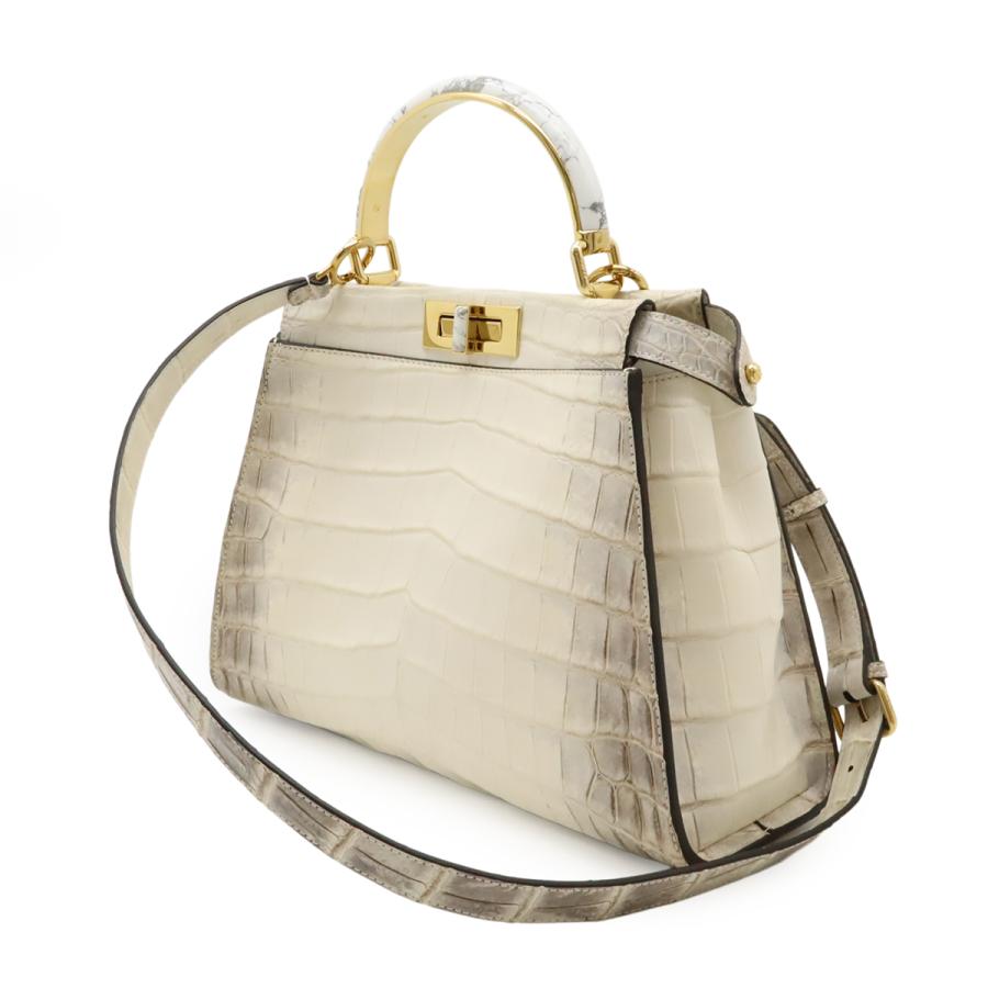 FENDI フェンディ ピーカブー アイコニック ミディアム コッコ ヒマラヤ ハンドバッグ 2WAY ショルダーバッグ クロコ ホワイト | FENDI | 01