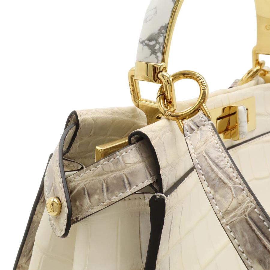 FENDI フェンディ ピーカブー アイコニック ミディアム コッコ ヒマラヤ ハンドバッグ 2WAY ショルダーバッグ クロコ ホワイト | FENDI | 03