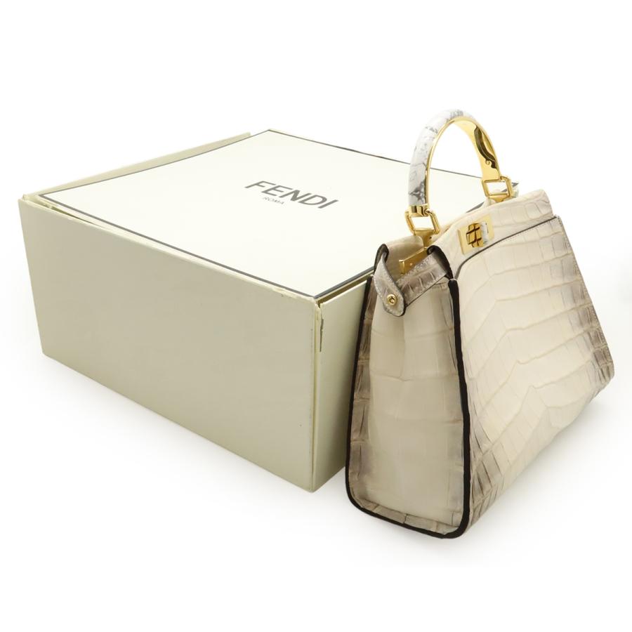 FENDI フェンディ ピーカブー アイコニック ミディアム コッコ ヒマラヤ ハンドバッグ 2WAY ショルダーバッグ クロコ ホワイト | FENDI | 07
