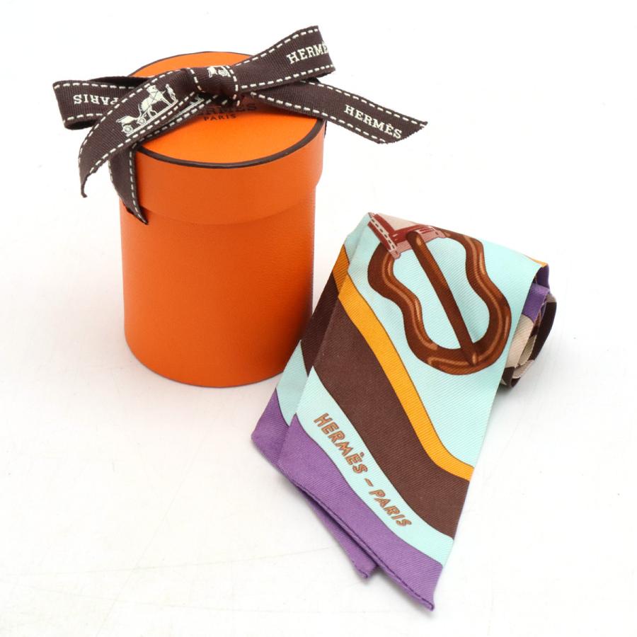HERMES エルメス TWELL ツイリー ツイル トゥイリー スカーフ コーチング シルク100% モーヴ ブルー マロン マルチカラー | HERMES | 07