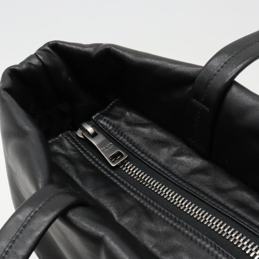 PRADA プラダ トートバッグ ショルダートート ナイロン ナッパレザー バイカラー NERO ブラック 黒 グレー シルバー金具 1BG047 | PRADA | 05