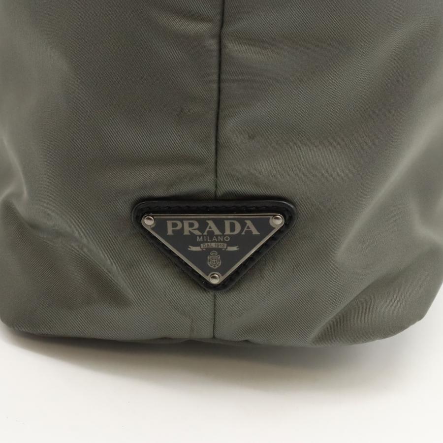 PRADA プラダ トートバッグ ショルダートート ナイロン ナッパレザー バイカラー NERO ブラック 黒 グレー シルバー金具 1BG047 | PRADA | 06