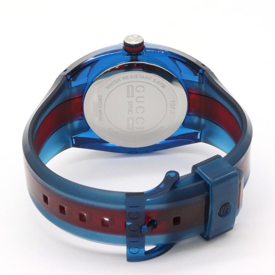 GUCCI グッチ シンク ブルー文字盤 SS ラバー インターロッキングG シェリー メンズ クォーツ 腕時計 137.1 YA137104A | GUCCI | 06