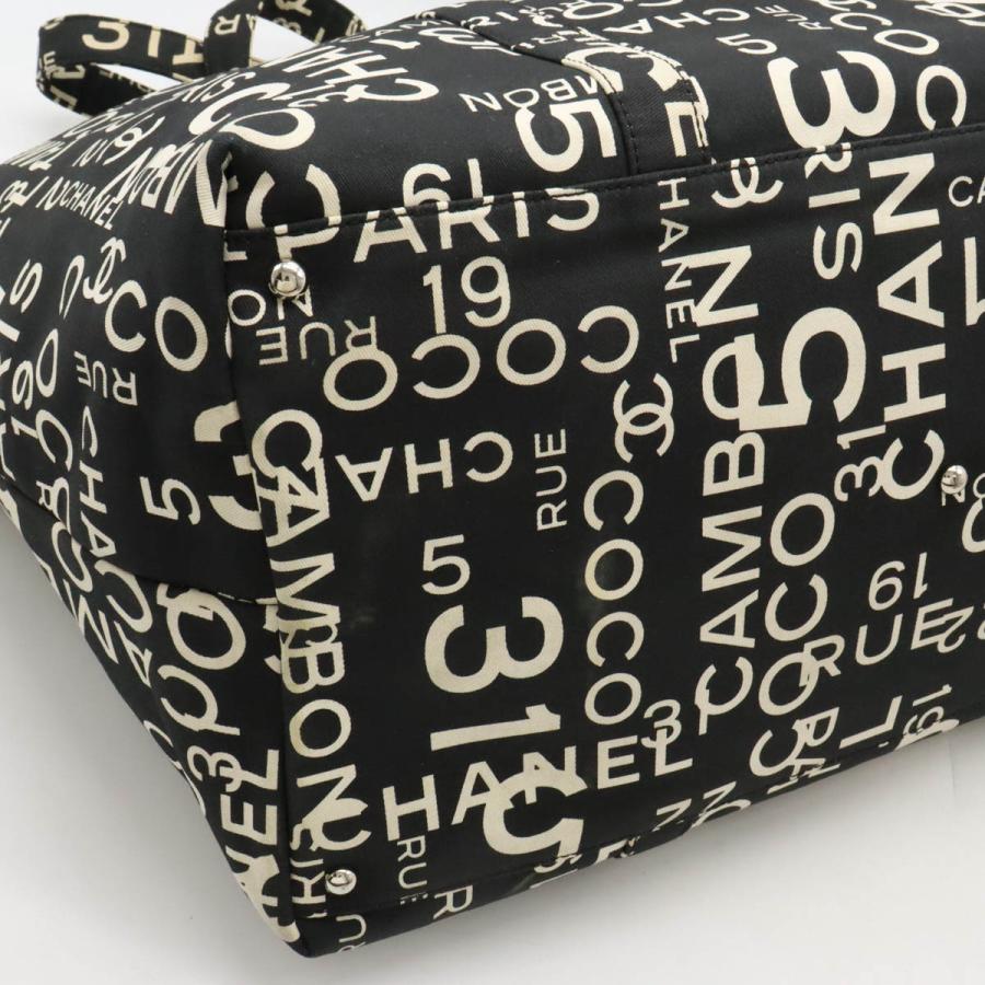 CHANEL シャネル バイシーライン ロゴ トートバッグ ラージトート ショルダーバッグ プラスチックチェーン キャンバス ブラック アイボリー CHANEL（シャネル） バイシーライン ロゴ トートバッグ ラージトート