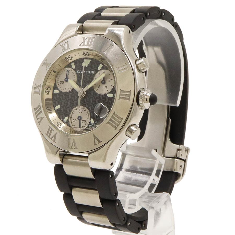 Cartier カルティエ マスト21 ヴァンテアン クロノスカフ クロノグラフ SS ラバー メンズ QZ クォーツ 腕時計 W10125U2 | Cartier | 01