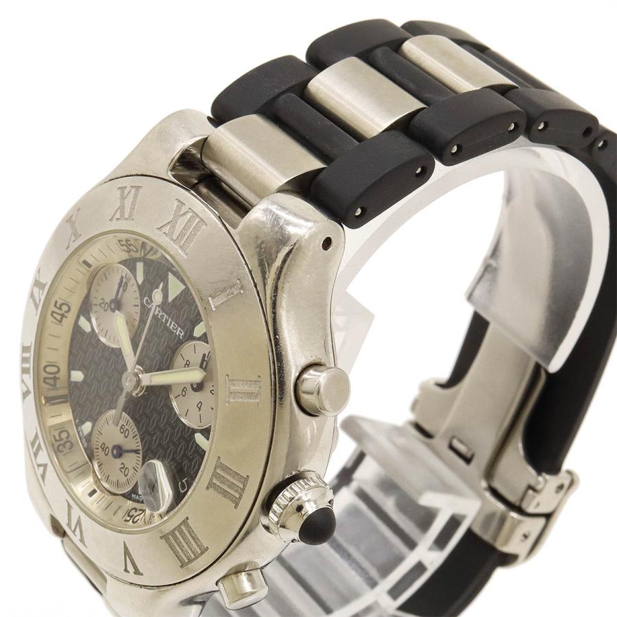 Cartier カルティエ マスト21 ヴァンテアン クロノスカフ クロノグラフ SS ラバー メンズ QZ クォーツ 腕時計 W10125U2 | Cartier | 05