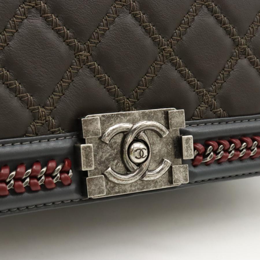 CHANEL シャネル ボーイシャネル トップハンドル フラップ バッグ ラグジュアリー チェーンショルダーバッグ 2WAY レザー ダークカーキ系 | CHANEL | 07