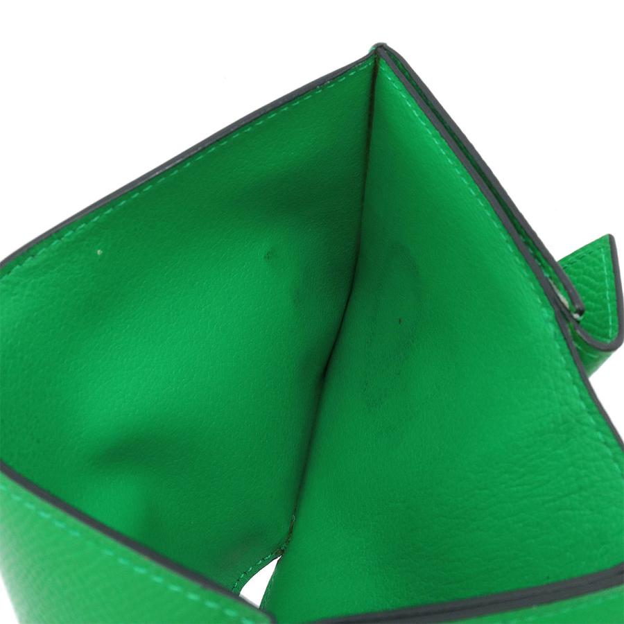 HERMES エルメス ベアン ミニ コンパクト ウォレット 財布 小銭入れ レザー ラゴン グリーン 緑 シルバー金具 | HERMES | 04