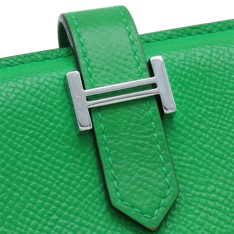 HERMES エルメス ベアン ミニ コンパクト ウォレット 財布 小銭入れ レザー ラゴン グリーン 緑 シルバー金具 | HERMES | 08
