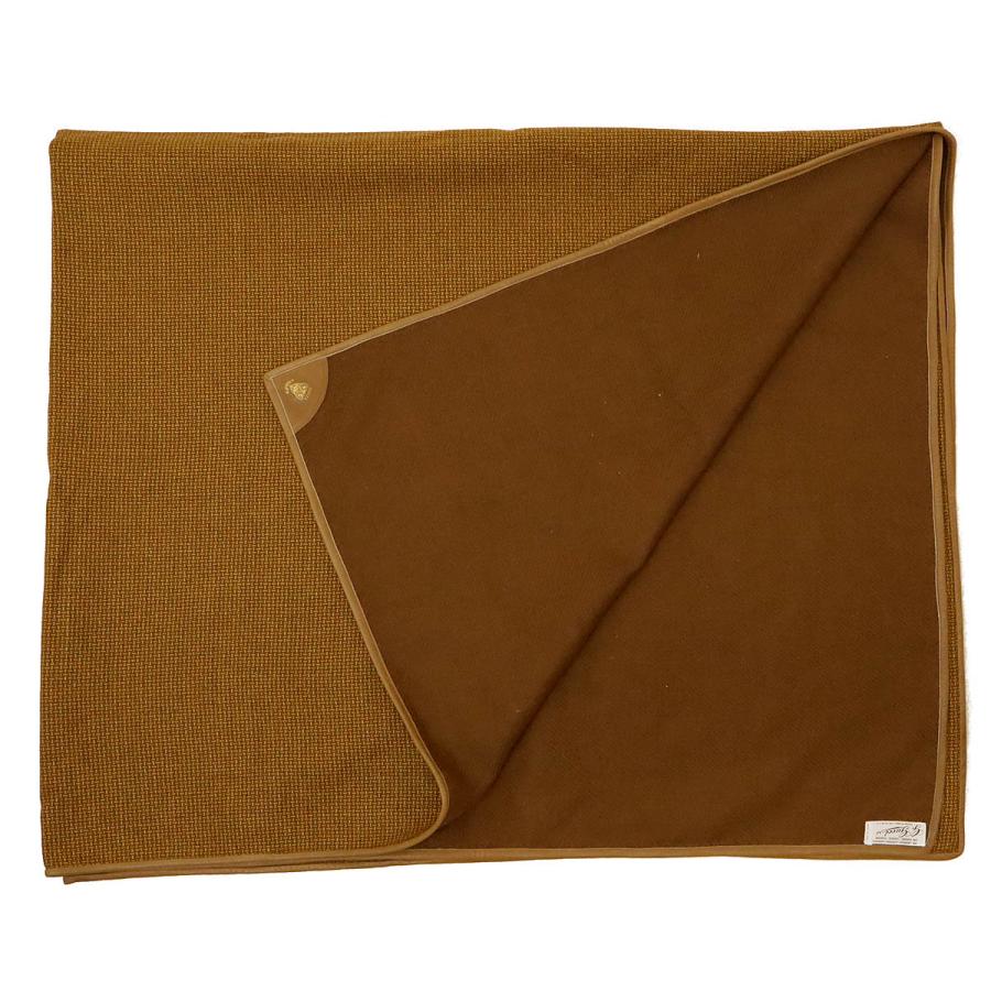 GUCCI グッチ ブランケット ひざ掛け 毛布 布団 ラムウール80% カシミヤ20% カシミア レザー ブラウン 茶 イエロー 黄色 ゴールド金具 | GUCCI | 02