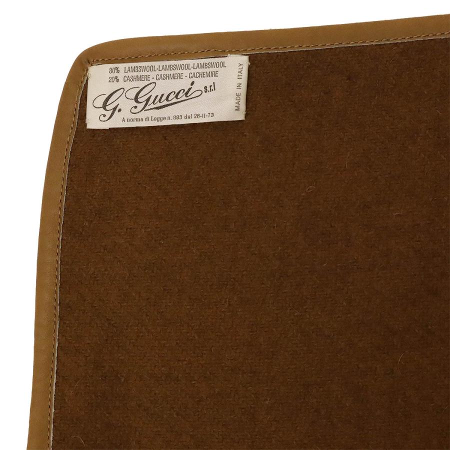 GUCCI グッチ ブランケット ひざ掛け 毛布 布団 ラムウール80% カシミヤ20% カシミア レザー ブラウン 茶 イエロー 黄色 ゴールド金具 | GUCCI | 05
