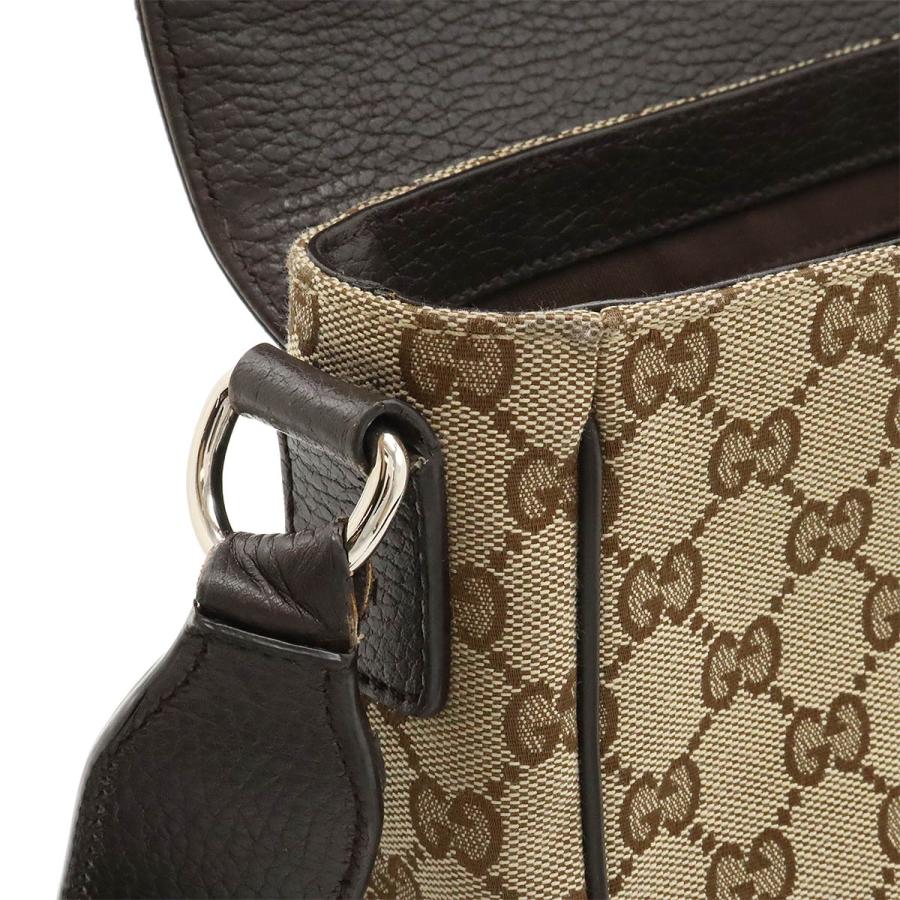 GUCCI グッチ GGキャンバス ショルダーバッグ 斜め掛け レザー カーキ 
