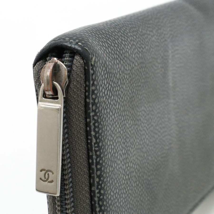 CHANEL シャネル ココマーク ラウンドファスナー 長財布 キャビアスキン レザー メタリックグレー シルバー金具 A50071 | CHANEL | 03