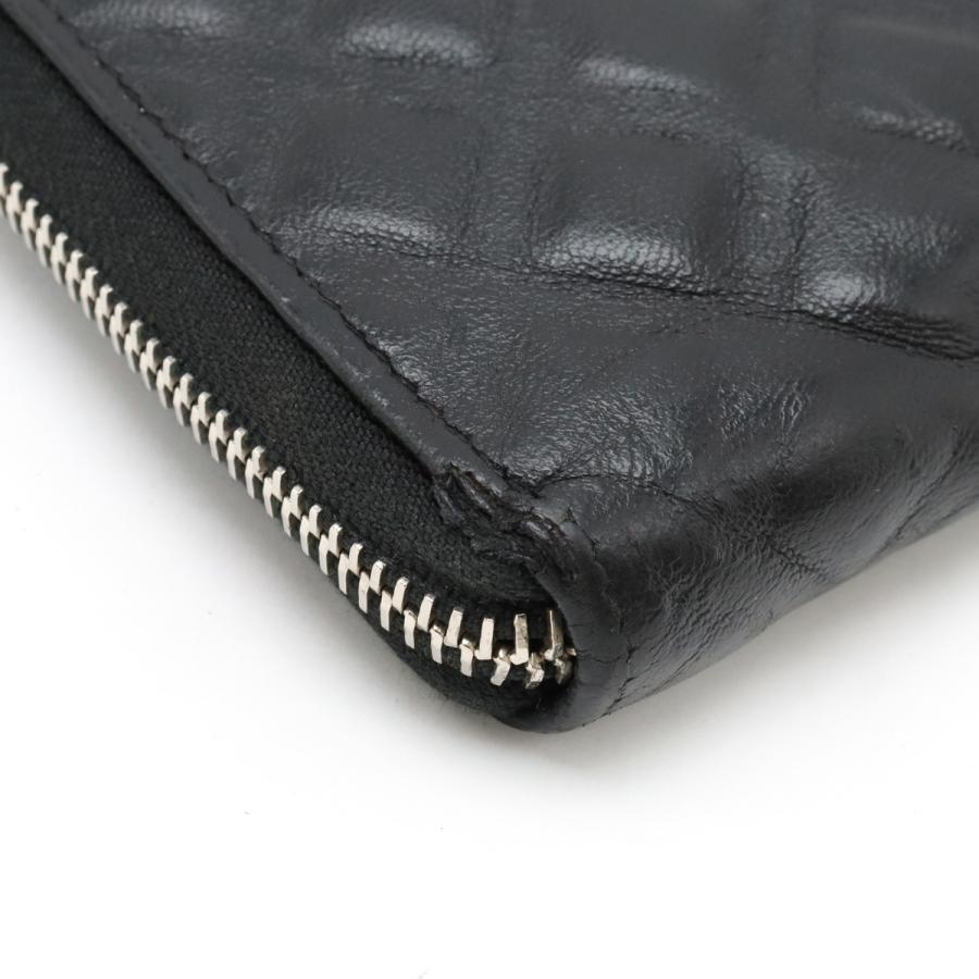 CHANEL シャネル ダイヤステッチ ココマーク ラウンドファスナー 長財布 レザー ブラック 黒 シルバー金具 | CHANEL | 02