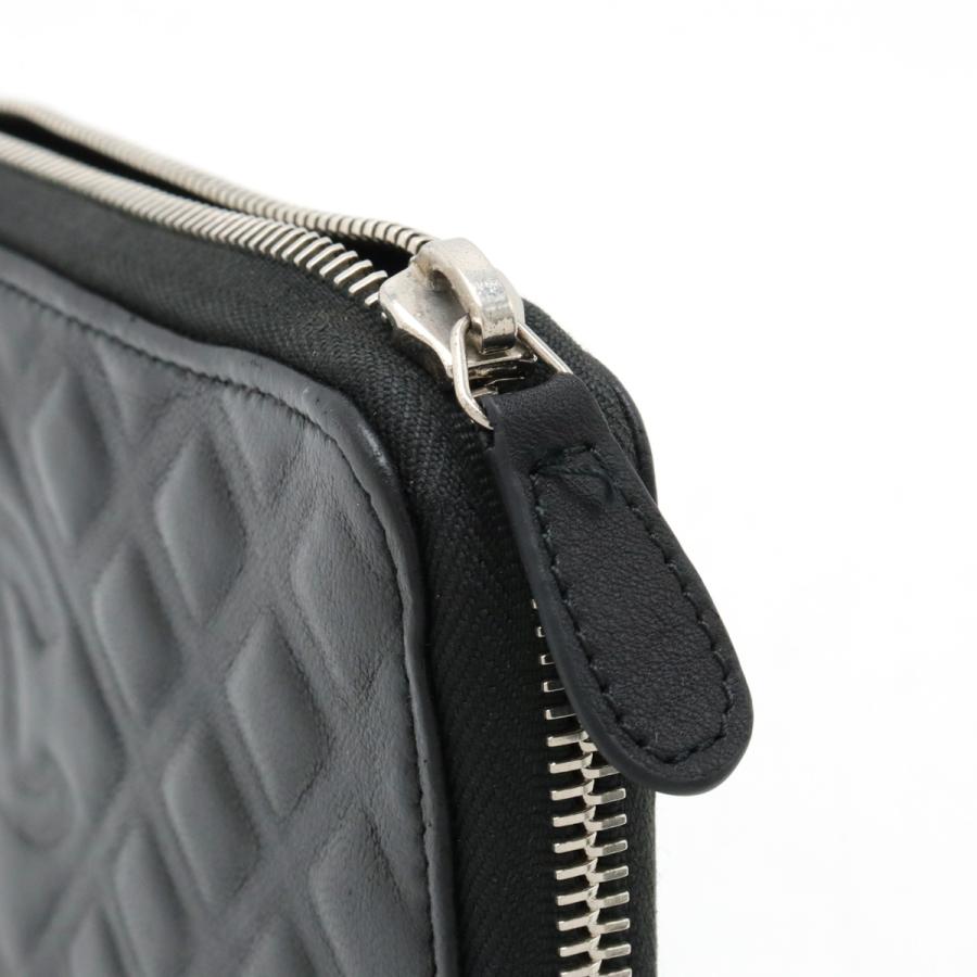 CHANEL シャネル ダイヤステッチ ココマーク ラウンドファスナー 長財布 レザー ブラック 黒 シルバー金具 | CHANEL | 03
