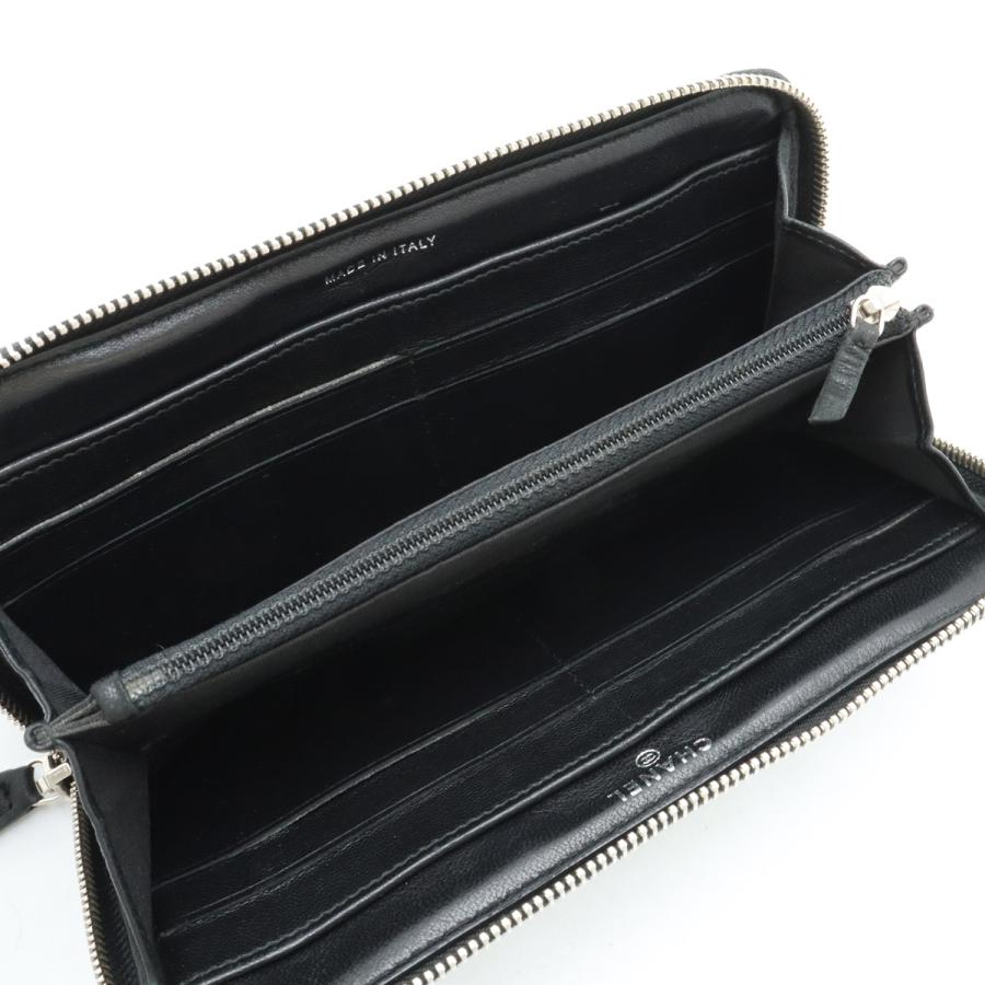 CHANEL シャネル ダイヤステッチ ココマーク ラウンドファスナー 長財布 レザー ブラック 黒 シルバー金具 | CHANEL | 04