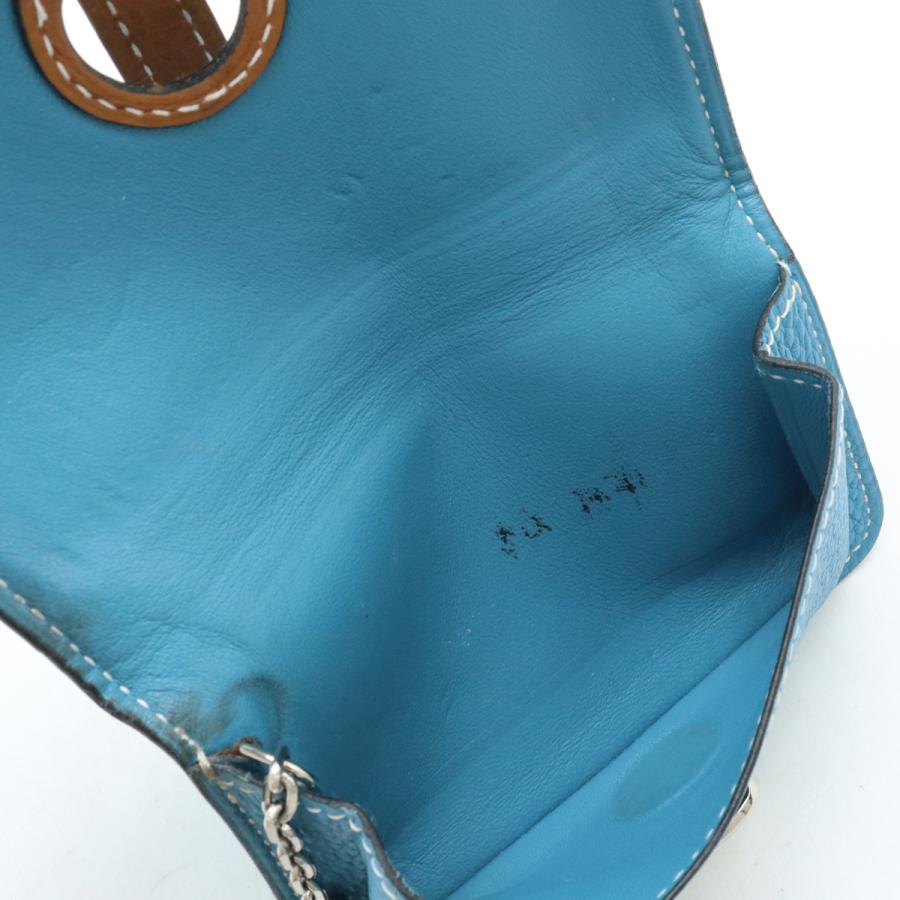 美品❣箱付き❣エルメス ドゴン コンパクト トゴ 水色 シルバー金具 □M刻印 HERMES エルメス ドゴン キーケース コインケース 小銭入れ