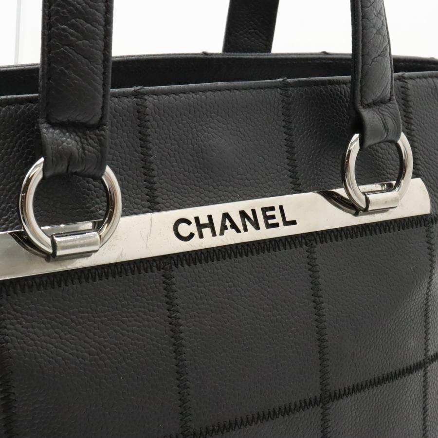 CHANEL シャネル チョコバー ロゴ トートバッグ ショルダートート レザー ブラック 黒 シルバー金具 | CHANEL | 06