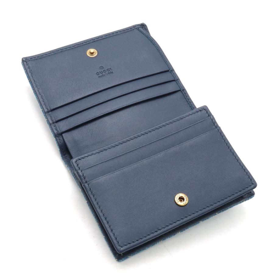 GUCCI グッチ GGマーモント 2つ折財布 二つ折り財布 コンパクトウォレット デニム レザー パール ライトブルー 青 466492 | GUCCI | 03