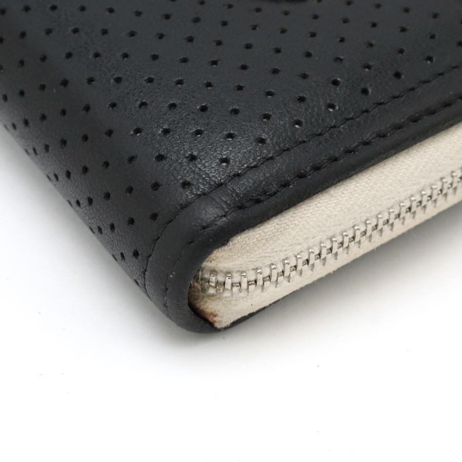 CHANEL シャネル ココマーク カードケース 名刺入れ ラウンドファスナー パンチング レザー ブラック 黒 アイボリー 白 | CHANEL | 02