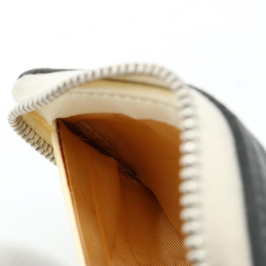 CHANEL シャネル ココマーク カードケース 名刺入れ ラウンドファスナー パンチング レザー ブラック 黒 アイボリー 白 | CHANEL | 08