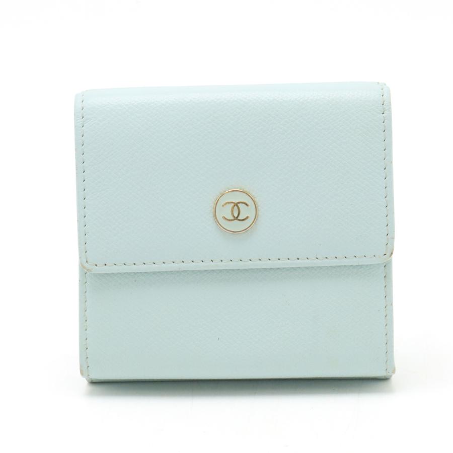 CHANEL シャネル　デカココ　キャビアスキン　Wホック　三つ折り財布 シャネル デカココ 三つ折り財布 キャビアスキン 黒 チェーン