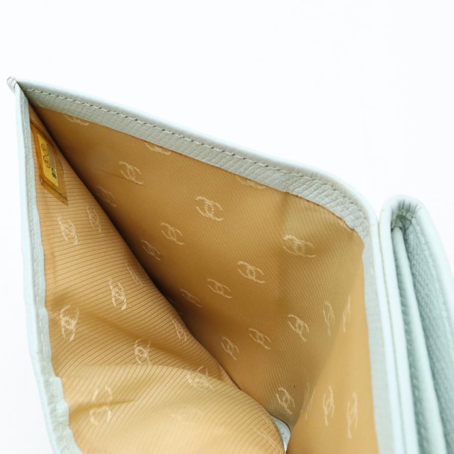 CHANEL シャネル ココボタン 3つ折財布 三つ折り Wホック財布 ダブルホック レザー ライトミントブルー ゴールド金具 A20902 | CHANEL | 04