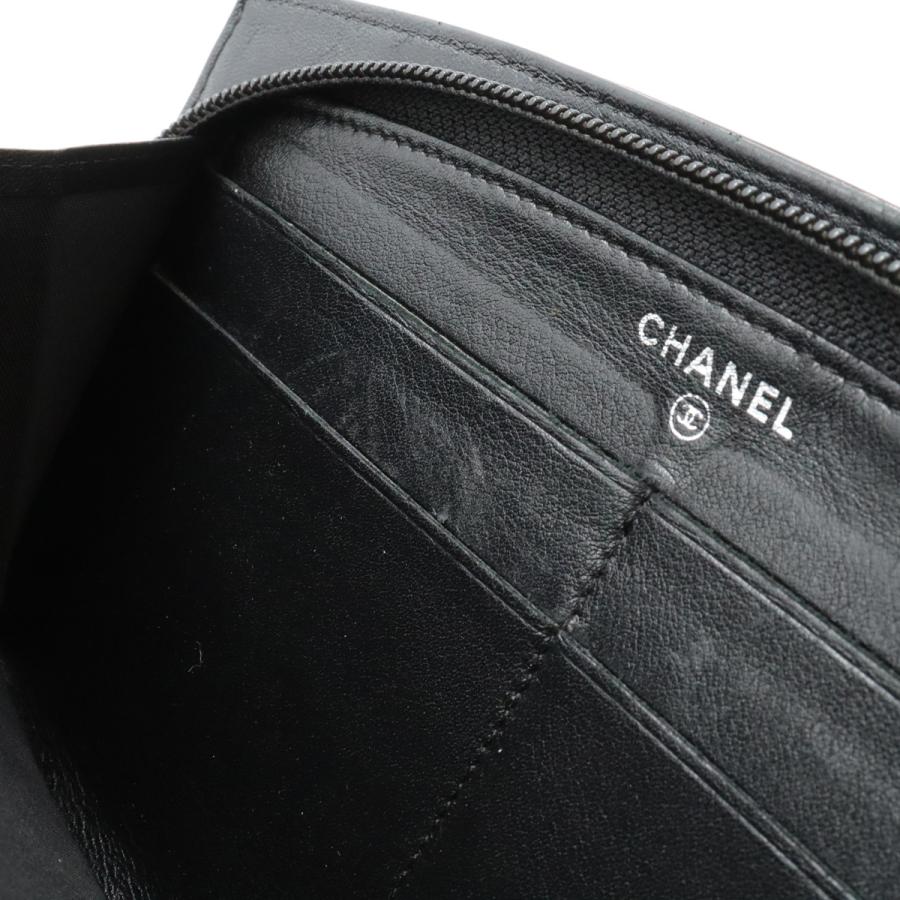 CHANEL シャネル メイクアップ ココマーク ラウンドファスナー 長財布 エナメル パテントレザー ブラック 黒 シルバー金具 A47662 | CHANEL | 08