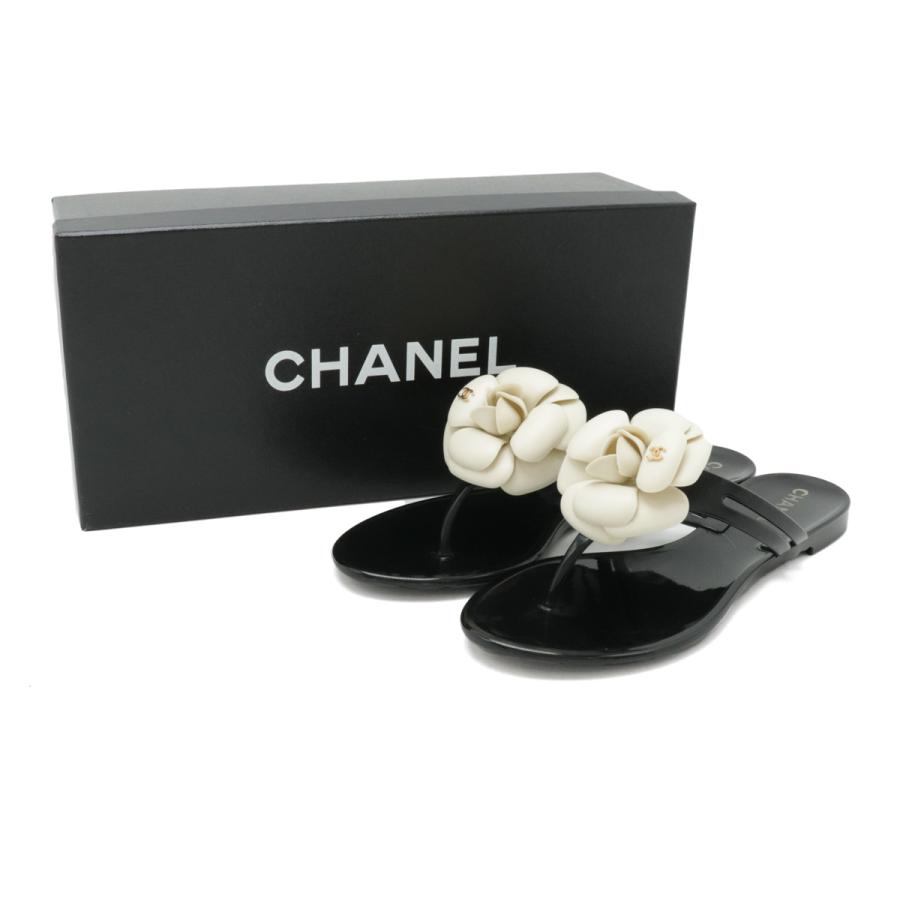 美品 CHANELシャネル ビーチサンダル 36 カメリアモチーフ
