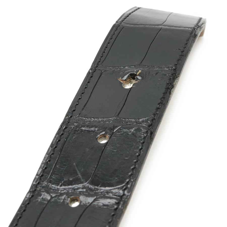 HERMES エルメス クロコダイル ポロサス ワニ革 レザー ブラック 黒 #90 ○T刻印 バックル欠品 | HERMES | 04