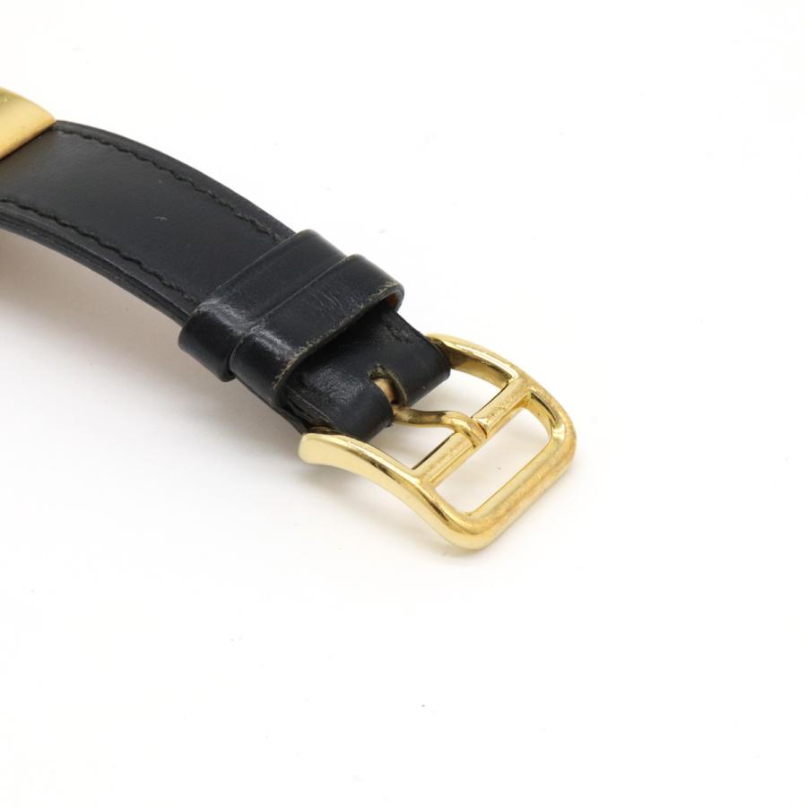 HERMES エルメス メドール ホワイト文字盤 GP ゴールドメッキ ブラック 黒 レザー レディース クォーツ 腕時計 刻印○X ME1.201 | HERMES | 08