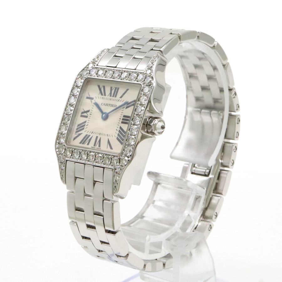 Cartier カルティエ サントスドゥモワゼル LM ベゼルダイヤ シルバー文字盤 ホワイトゴールド レディース QZ クォーツ 腕時計 | Cartier | 01