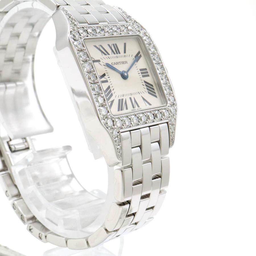 Cartier カルティエ サントスドゥモワゼル LM ベゼルダイヤ シルバー文字盤 ホワイトゴールド レディース QZ クォーツ 腕時計 | Cartier | 04