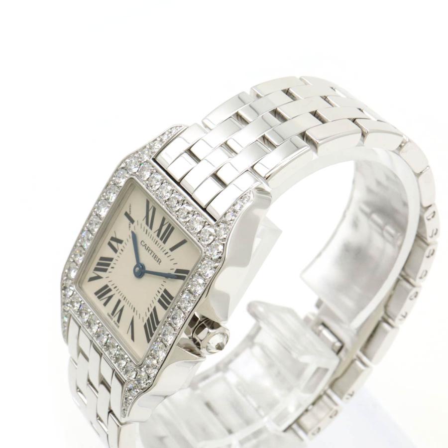 Cartier カルティエ サントスドゥモワゼル LM ベゼルダイヤ シルバー文字盤 ホワイトゴールド レディース QZ クォーツ 腕時計 | Cartier | 05