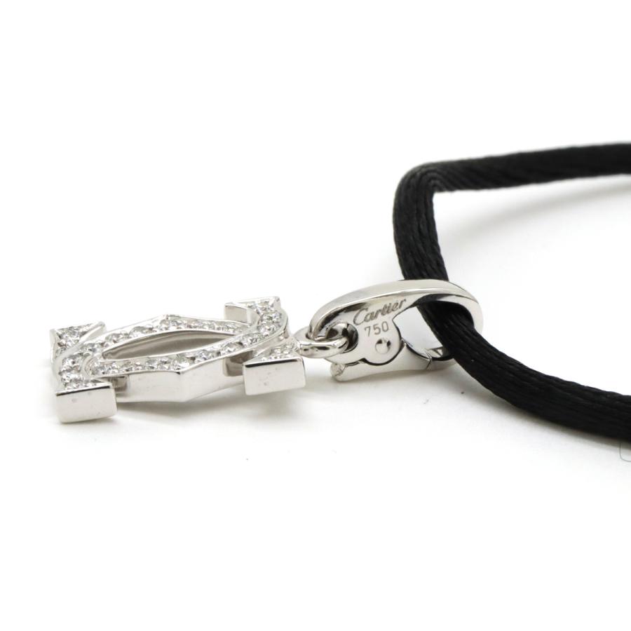 Cartier カルティエ 2C モチーフ C2 ネックレス チョーカー トップ ヘッド チャーム シルクコード K18WG ホワイトゴールド ダイヤモンド | Cartier | 03