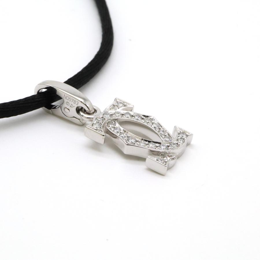 Cartier カルティエ 2C モチーフ C2 ネックレス チョーカー トップ ヘッド チャーム シルクコード K18WG ホワイトゴールド ダイヤモンド | Cartier | 04