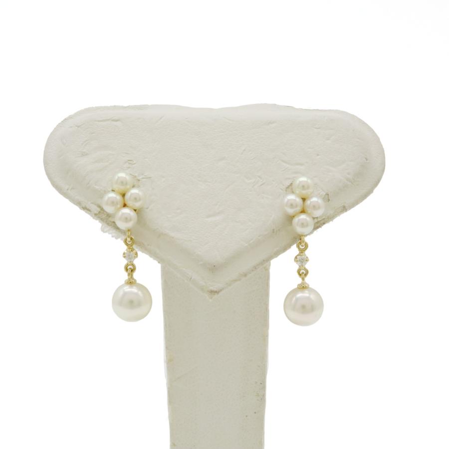 MIKIMOTO ミキモト パール 真珠 ピアス 3.5-6.5m/m K18YG イエローゴールド ダイヤモンド | MIKIMOTO