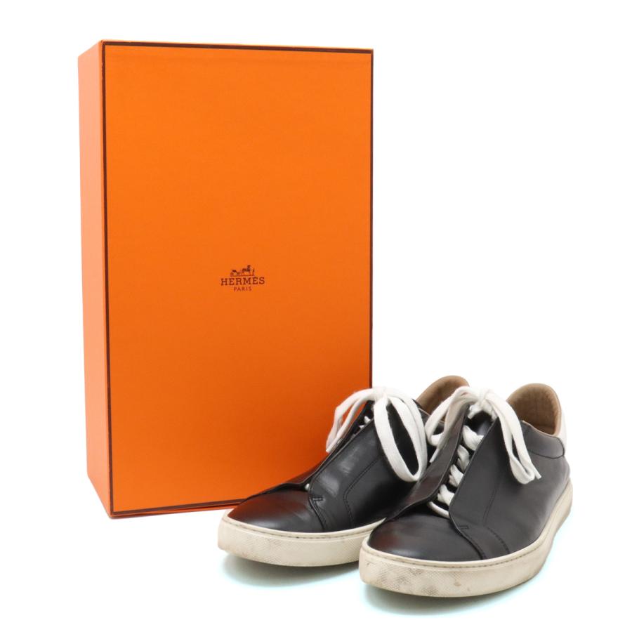 HERMES エルメス スニーカー シューズ レザー ブラック 黒 ホワイト 白 日本サイズ約25.5-26cm | HERMES | 08