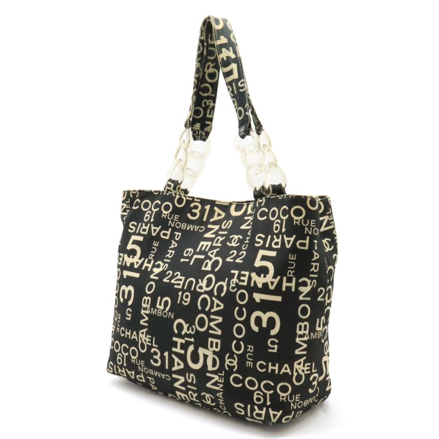 CHANEL シャネル バイシーライン ロゴ トートバッグ ラージトート ショルダーバッグ プラスチックチェーン キャンバス ブラック | CHANEL | 01