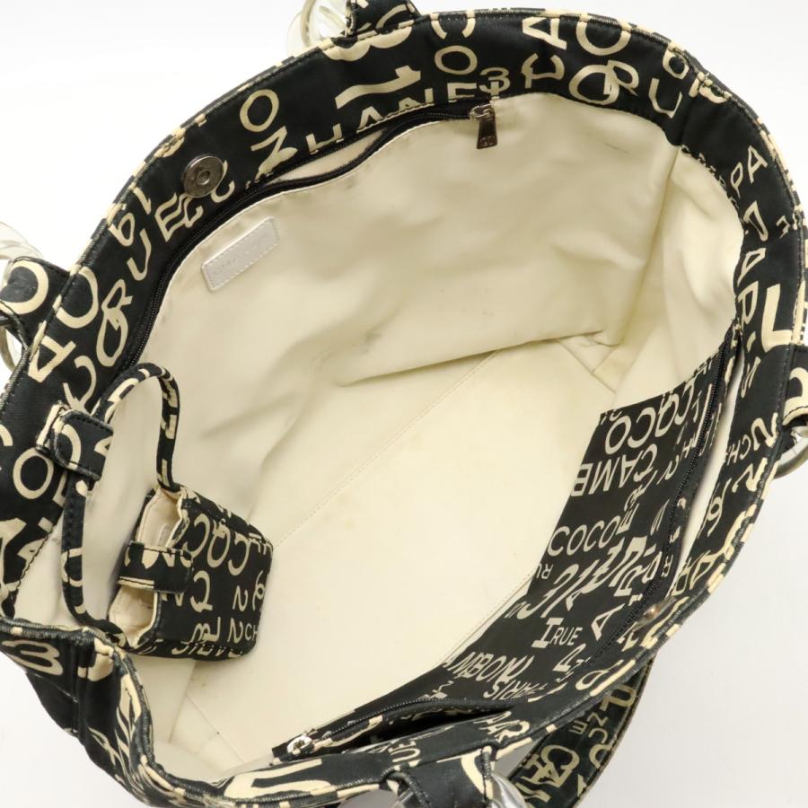 CHANEL シャネル バイシーライン ロゴ トートバッグ ラージトート ショルダーバッグ プラスチックチェーン キャンバス ブラック | CHANEL | 06