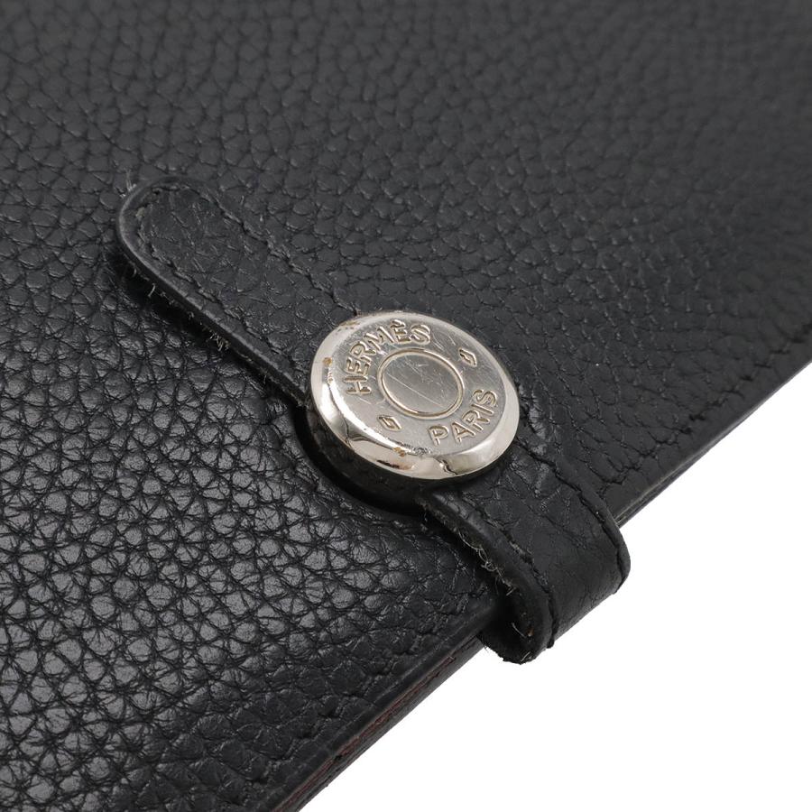HERMES エルメス ドゴンデュオ ドゴンGM 2つ折長財布 二つ折り長財布 レザー ブラック 黒 コインケース付き シルバー金具 □L刻印 | HERMES | 03