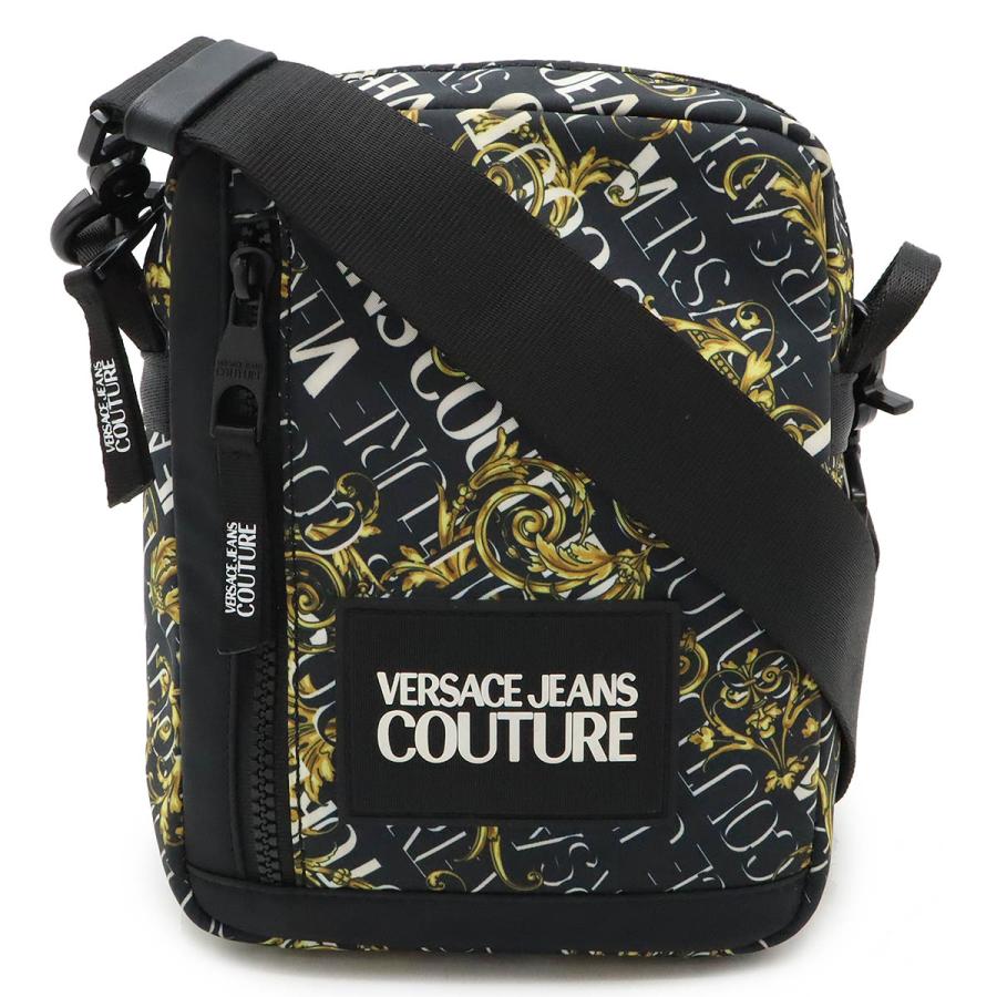 VERSACE JEANS COUTURE ヴェルサーチェ ジーンズ クチュール ショルダーバッグ　斜め掛け ポシェット ナイロン ブラック 黒 イエロー系 73YA4BF5 | 