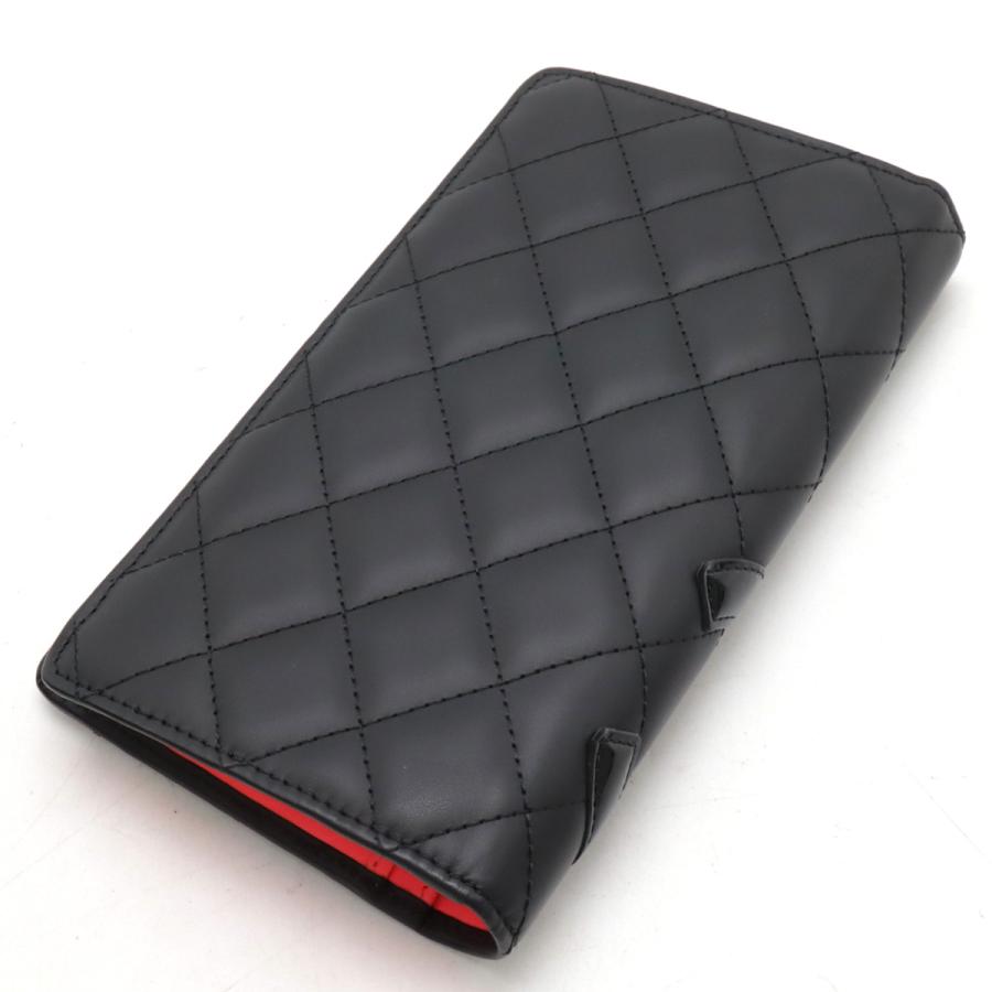 CHANEL シャネル カンボンライン ココマーク 2つ折長財布 二つ折り長財布 ソフトカーフ レザー エナメル ブラック 黒 A26717 | CHANEL | 01