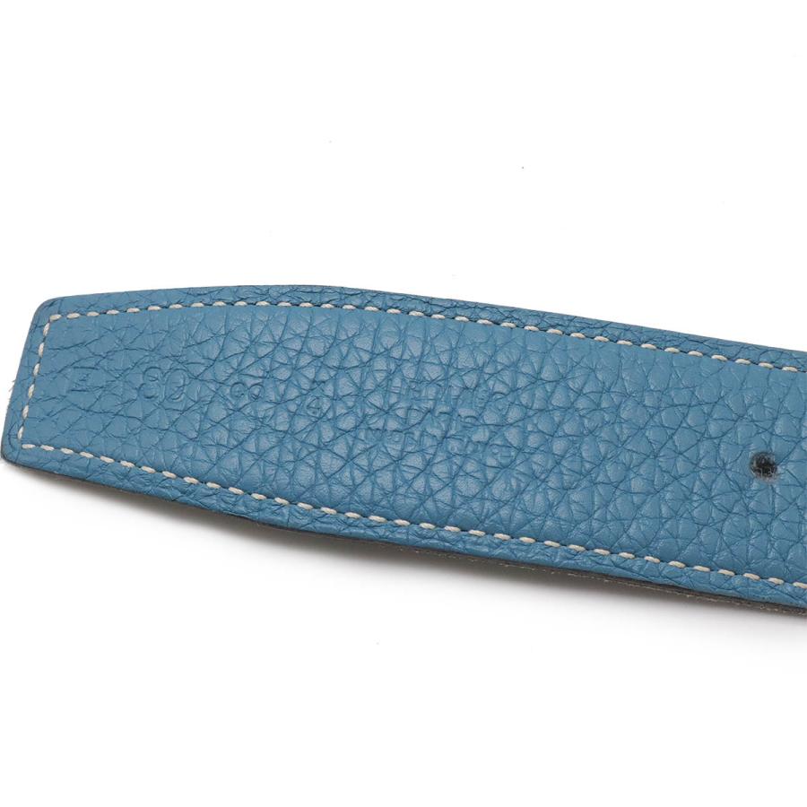 HERMES エルメス Hギヨシェ Hベルト リバーシブル レザー ブルージーン 青 ブラック 黒 シルバー金具 #80 □P刻印 | HERMES | 05