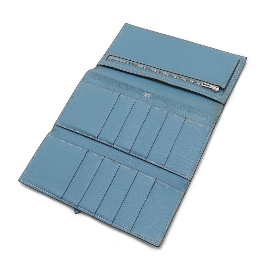 HERMES エルメス ベアン 2PLIS デュプリ 3つ折長財布 三つ折り長財布 レザー ブルージーン 水色 シルバー金具 □I刻印 | HERMES | 04