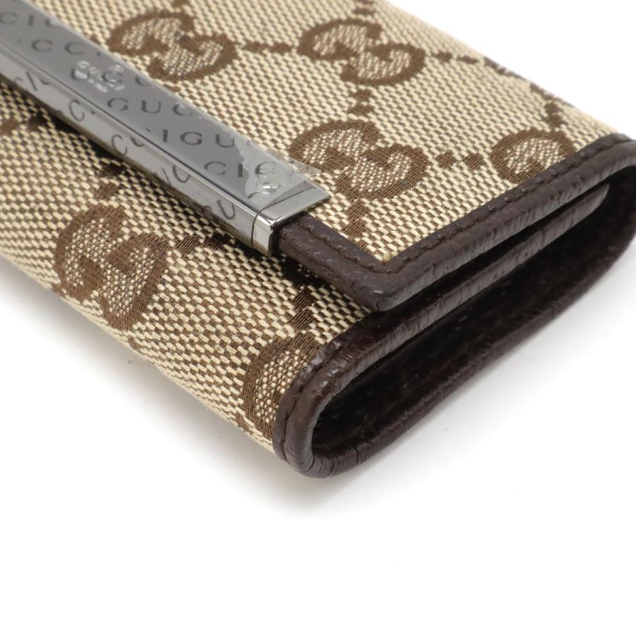 GUCCI グッチ GGキャンバス ロゴプレート 6連キーケース レザー カーキベージュ 茶 ダークブラウン シルバー金具 127048 | GUCCI | 02