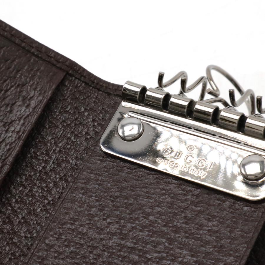 GUCCI グッチ GGキャンバス ロゴプレート 6連キーケース レザー カーキベージュ 茶 ダークブラウン シルバー金具 127048 | GUCCI | 04